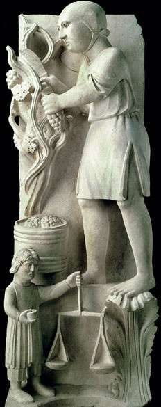 Benedetto Antelami, I mesi: Settembre, Scultura a rilievo, 1216 d.C., Battistero (Parma)