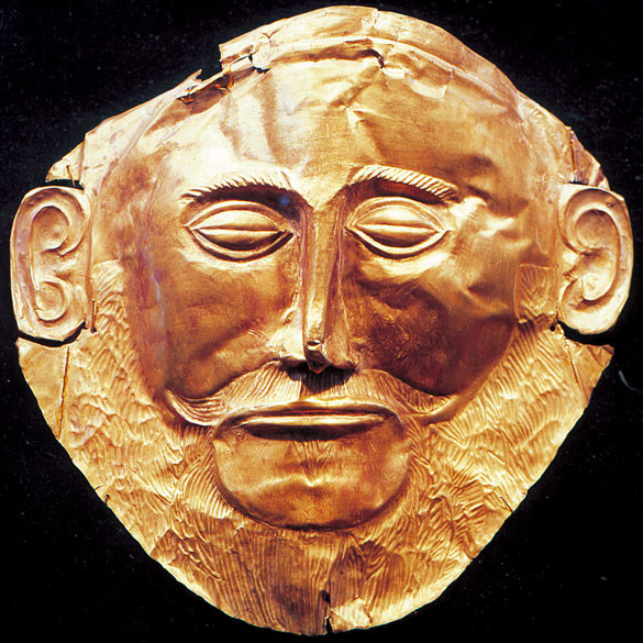 Maschera di Agamennone, Oro lavorato a sbalzo, XV sec. a.C., Museo Nazionale (Atene)