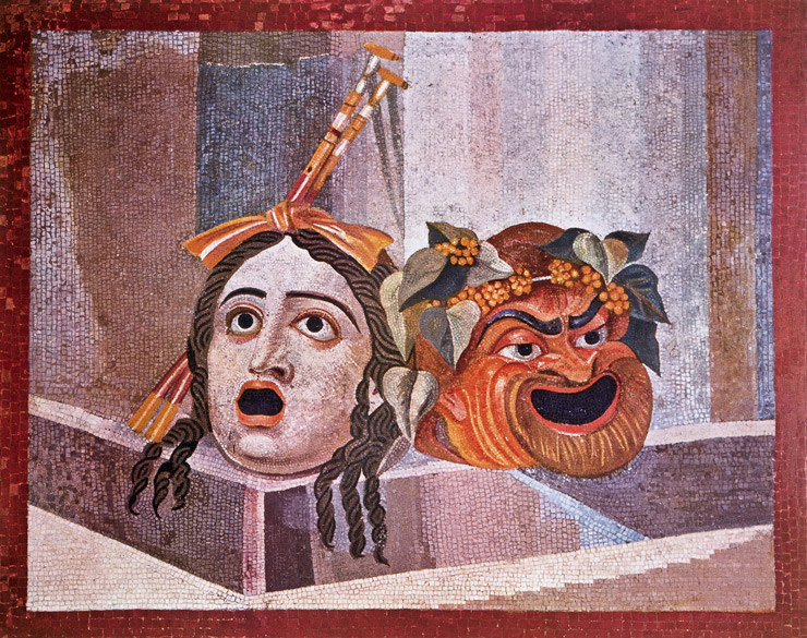 Maschere tragiche, Mosaico romano, II sec. d.C., Musei Capitolini (Roma)