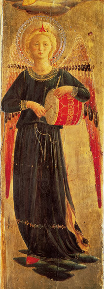 Beato Angelico, Angelo musicante con tamburo, Pittura su tavola, Museo di San Marco, Firenze