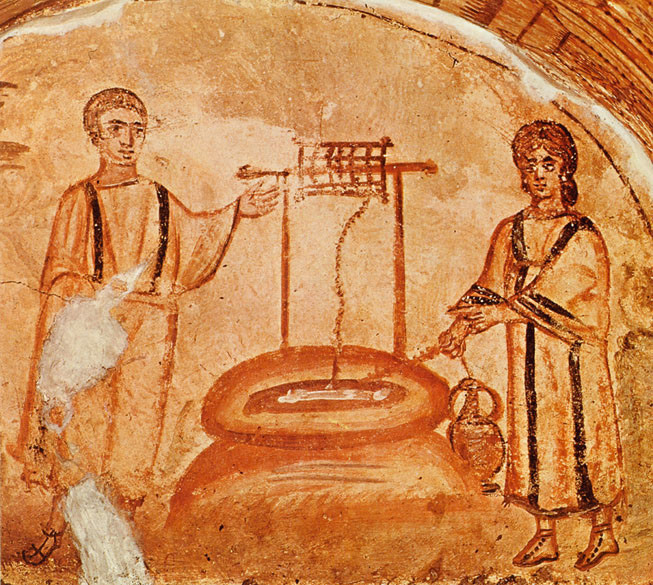 Gesù e la samaritana al pozzo, Pittura murale, Catacomba di Via Latina (Roma)