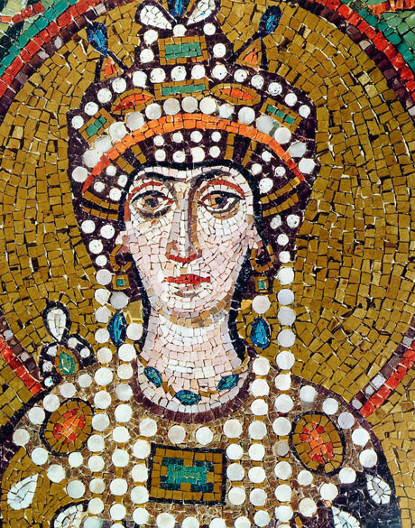 L'imperatrice Teodora (part.), Mosaico, 540 d.C. ca, Basilica di San Vitale (Ravenna)