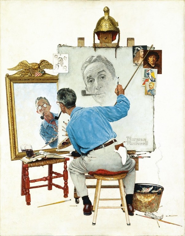 Norman Rockwell, "Triple Self-Portrait", 1960
