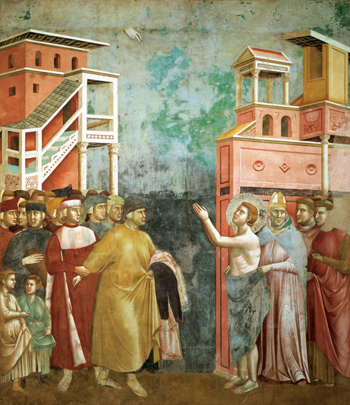 Giotto, La rinuncia ai beni terreni, Affresco, 1299, Basilica Sup. di San Francesco (Assisi)