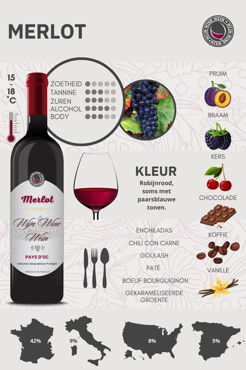 Wat is Merlot? Wijn Guide + Infographic Wijn Wine Wein