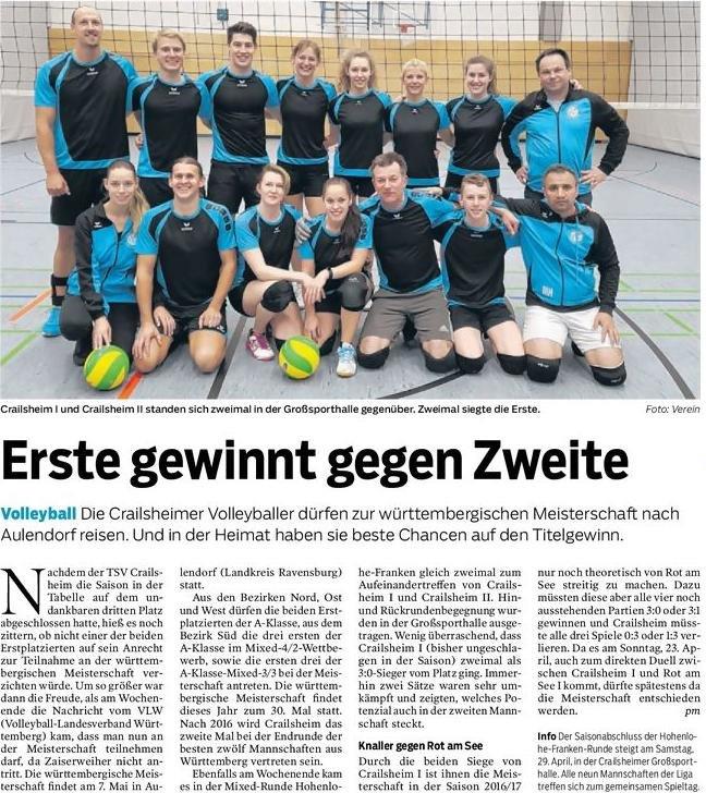 Hohenloher Tagblatt am 13.04.2017