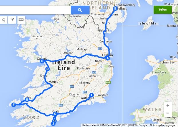 My tour de Ireland. Around 1.700 km in 3 month. The longest bus drive was 4 hours... At that time I thought that was long...