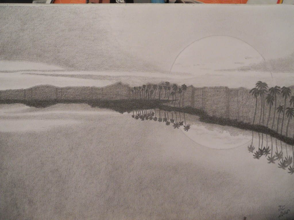 couche de soleil sur le lagon