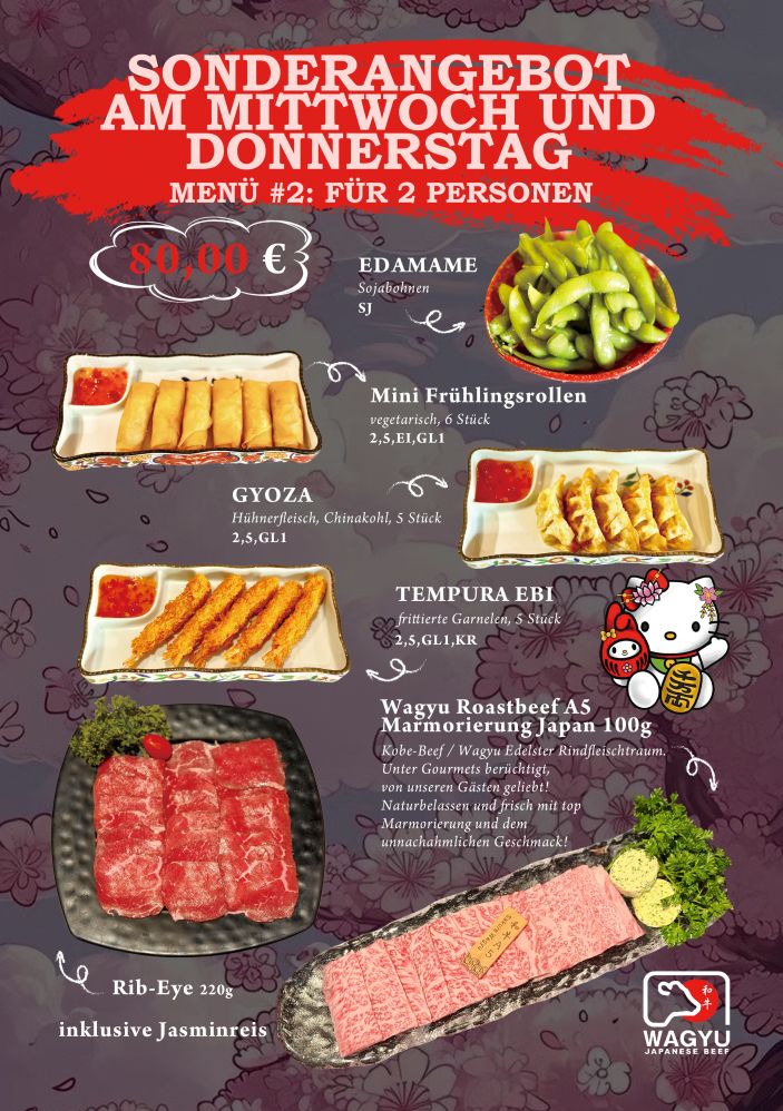 Aktion #2 - exklusives Menü für 2 Personen mit Wagyu Roastbeef