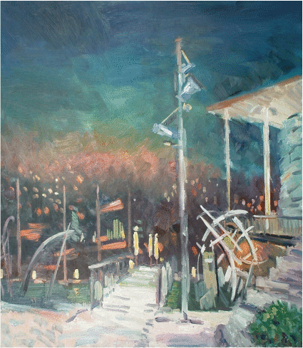 Campus bei Nacht, Öl auf Leinwand, 60 x 70 cm