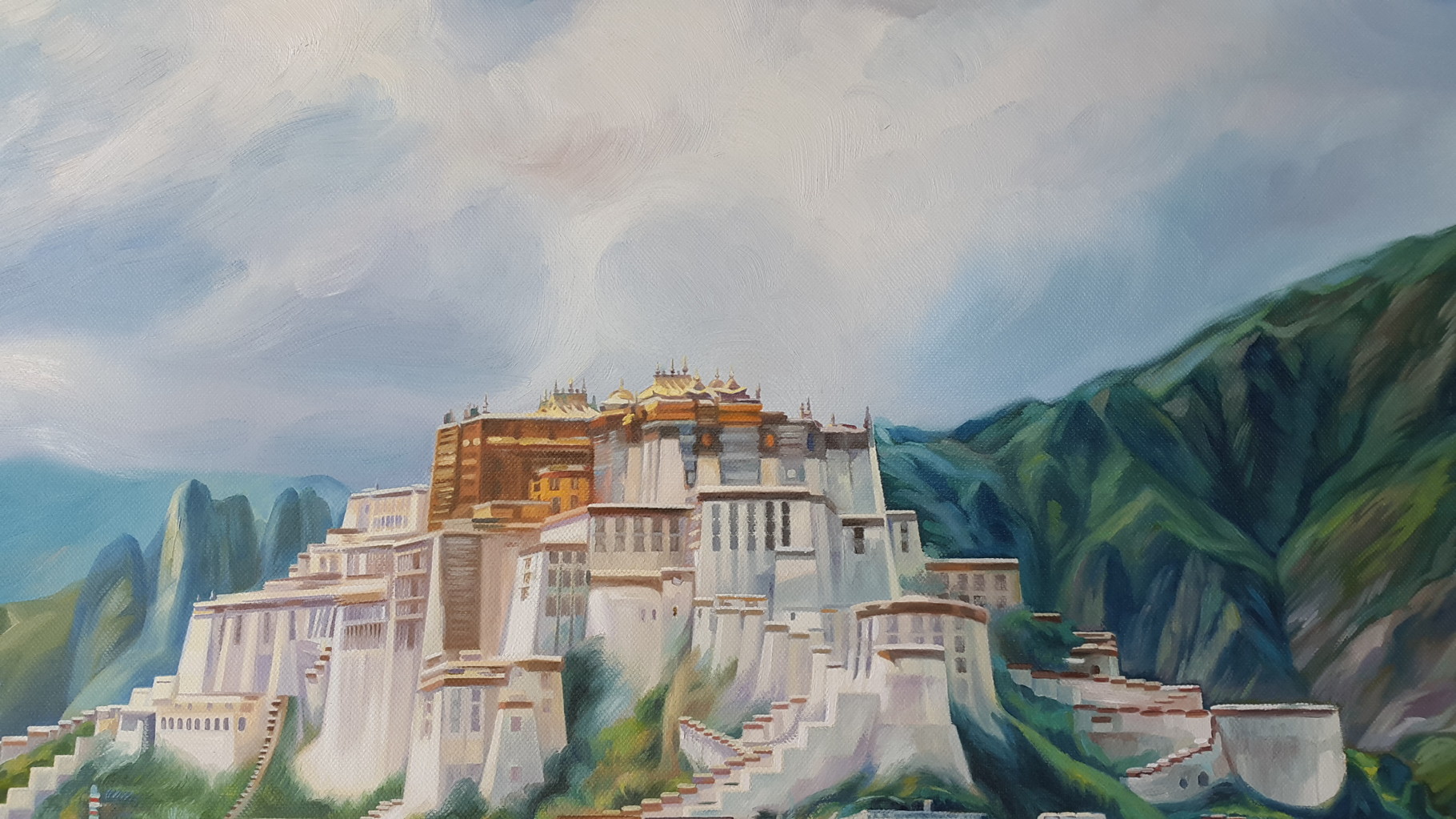 Potala-Palast (Ausschnitt), Öl auf Leinwand, 100 x 90 cm