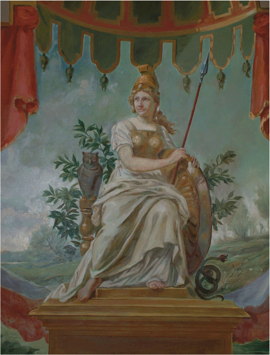 Unbekannter Meister, GÖTTIN ATHENE, Fragment eines Wandgemäldes in der Stieglitz-Kunstakademie St. Petersburg