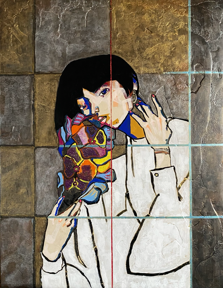 漆黒の花　　f6(410×318) Acryl ouache