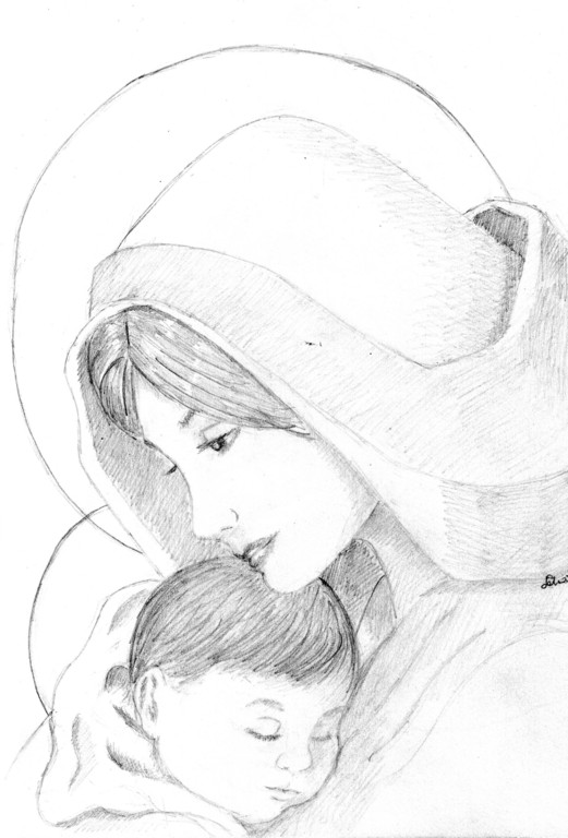 Madonna con Gesù bambino - aprile 2009 (disegno a mano libera)