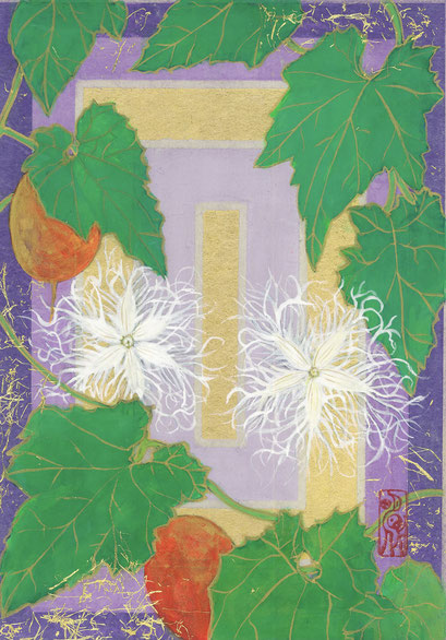 「玉章(たまずさ)-花巡り-」日本画 SM(227×158㎜) 