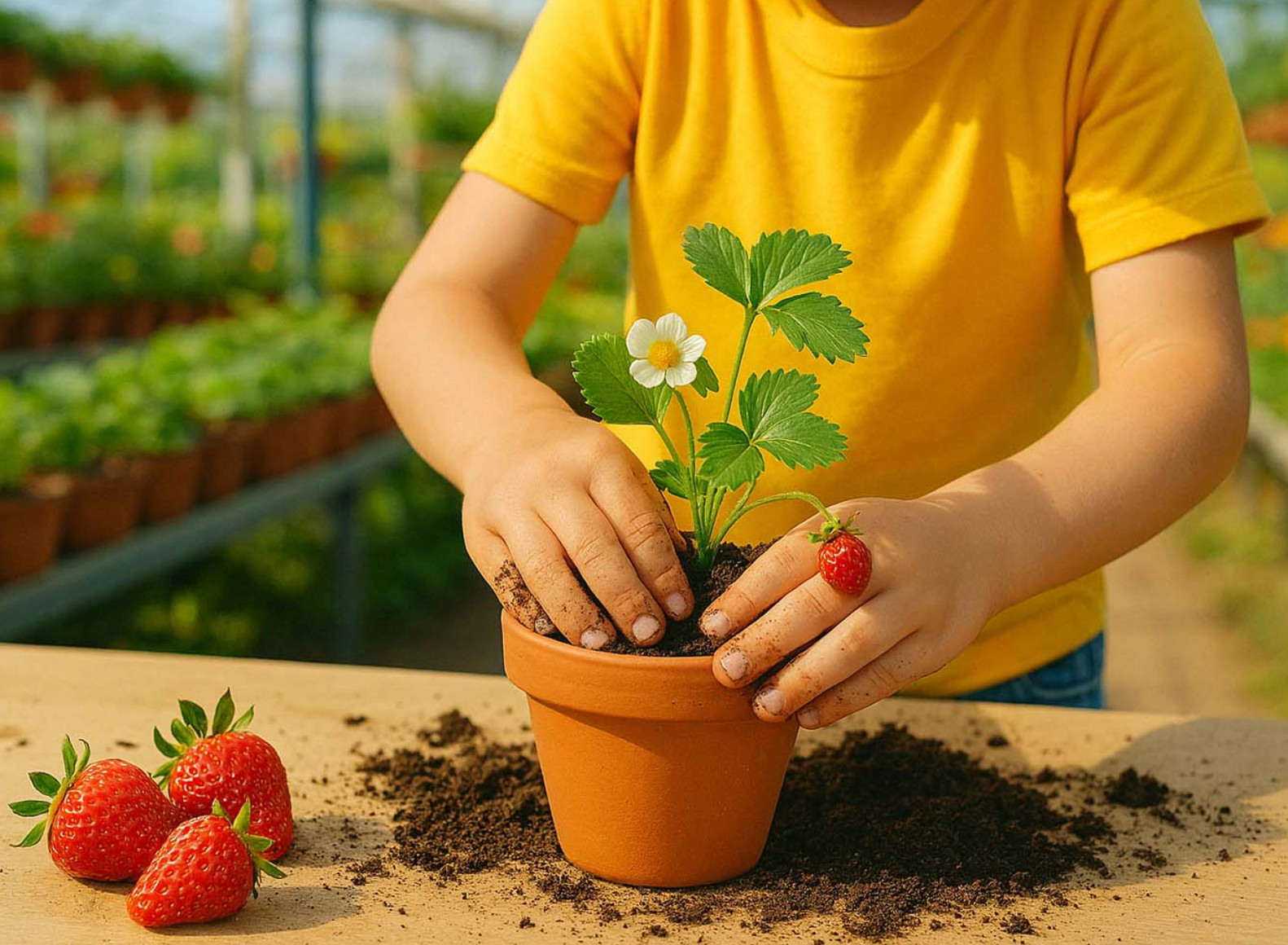 Piantiamo le fragole, laboratorio per bambini di Steflor