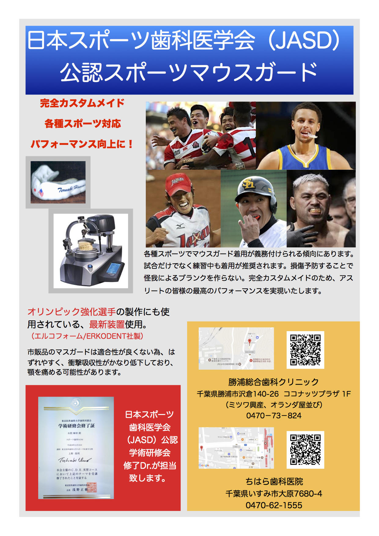 スポーツ歯科カスタムマウスピース作成 ちはら歯科医院ーいすみインプラントセンター