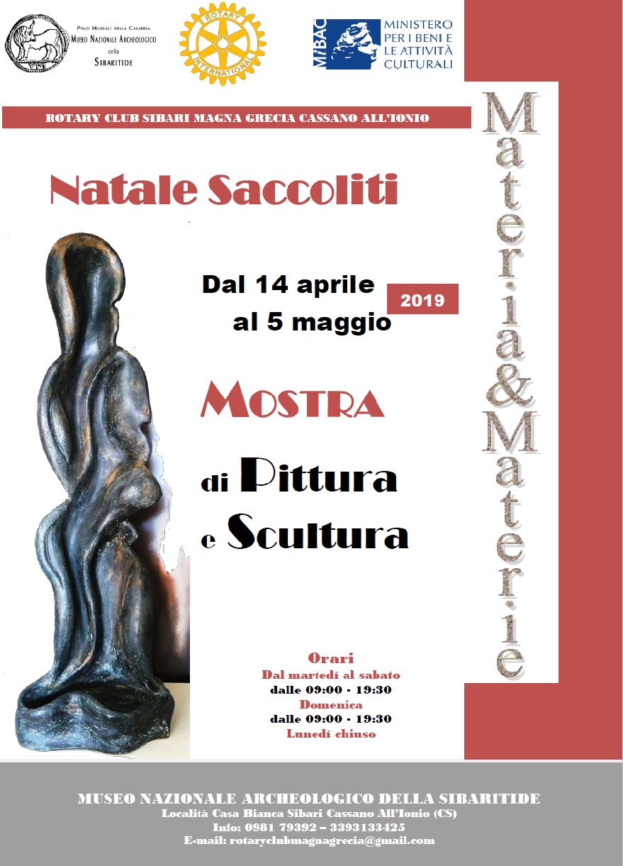 AL MUSEO DI SIBARI “MATERIA&MATERIE”: IL ROTARY CLUB SIBARI MAGNA GRECIA PRESENTA LA PERSONALE DI NATALE SACCOLITI