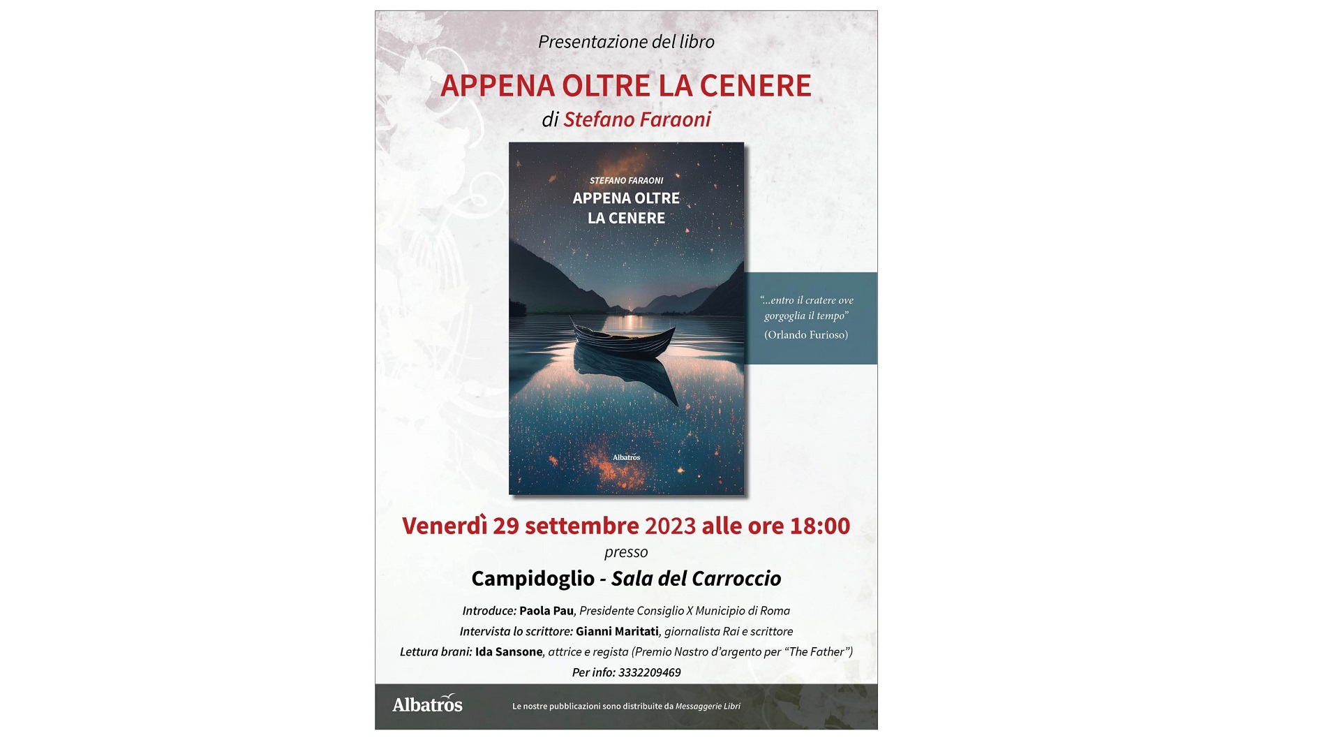 APPENA OLTRE LA CENERE, IN CAMPIDOGLIO IL LIBRO DI STEFANO FARAONI