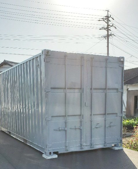 可児市川合 中古コンテナ20ftグレー塗装設置