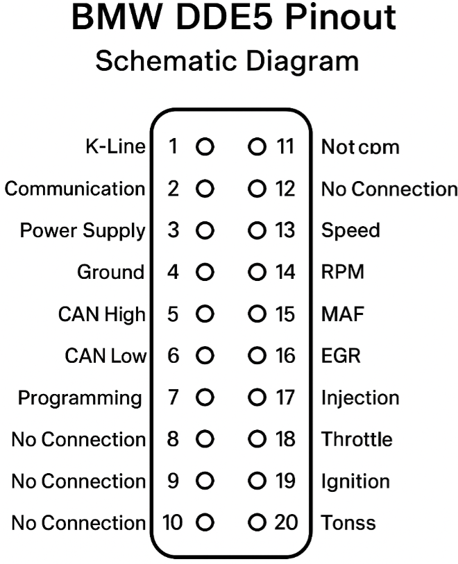 BMW (EMS) DDE5.0 Pinout. Schematic Diagram