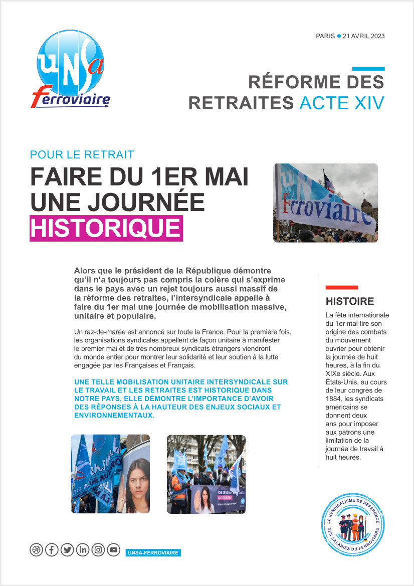 Réforme des Retraites : RdV le 1er mai !