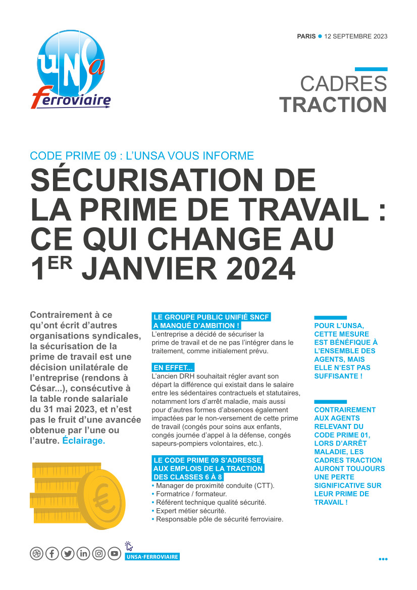 Cadres TRACTION - Ce qui va bouger au 1er janv 2024