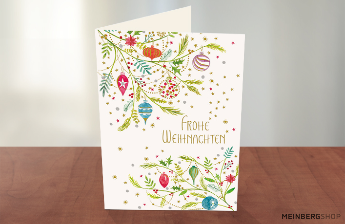 Zweig mit Kugeln Frohe Weihnachten