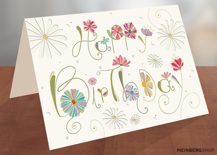 Geburtstagskarte Happy Birthday Blumen