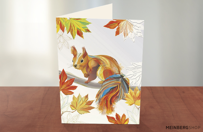 Eichhörnchen Herbstlaub Turnowsky Karte