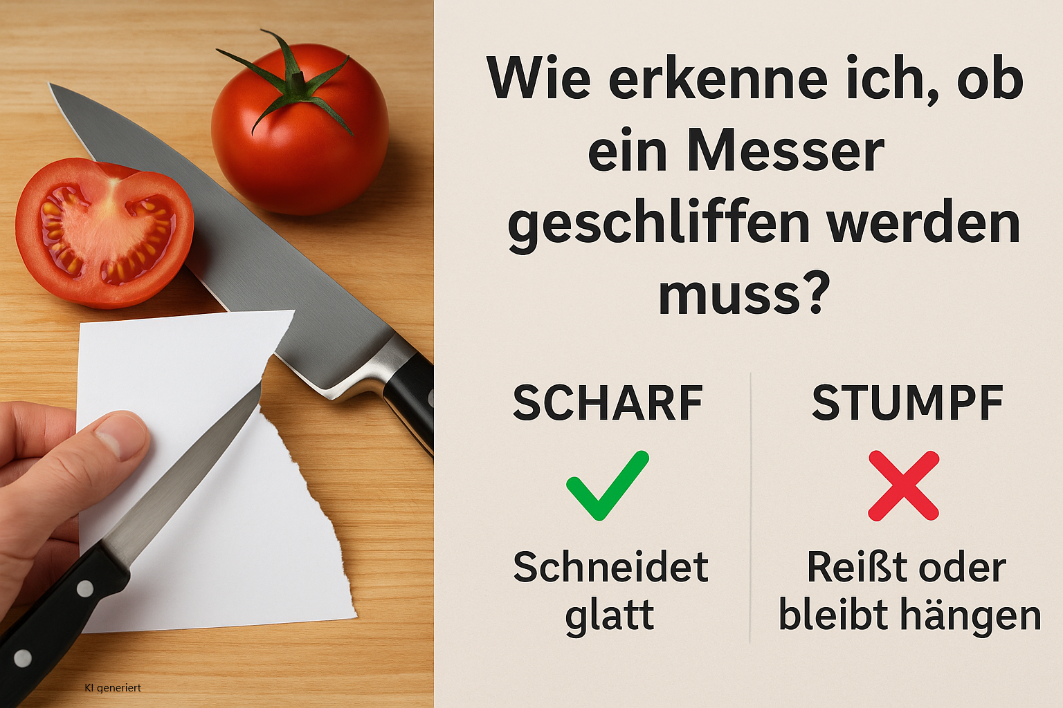 Wie erkenne ich ob mein Messer geschliffen werden muss