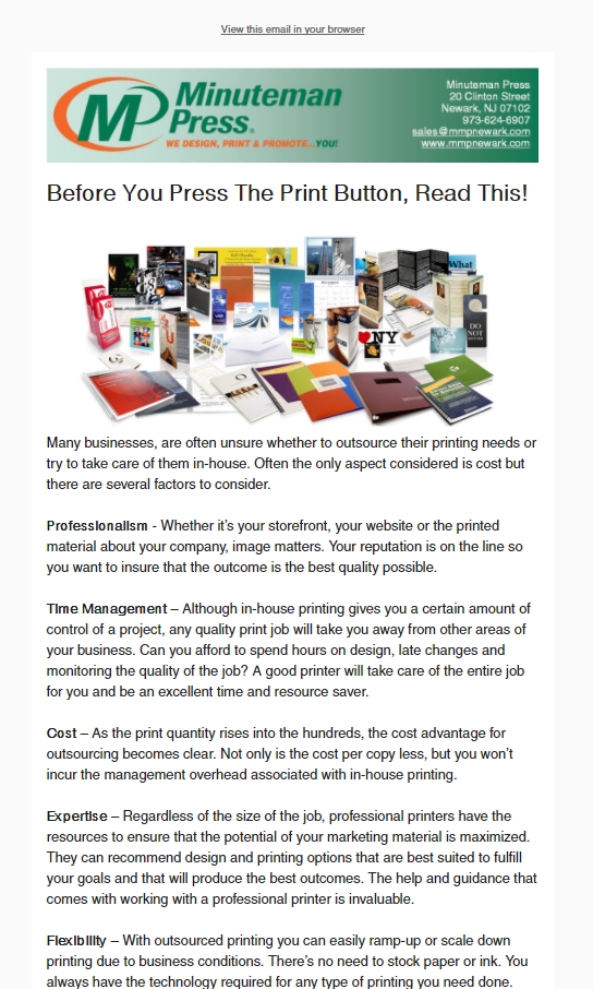 Printing company monthly newsletter