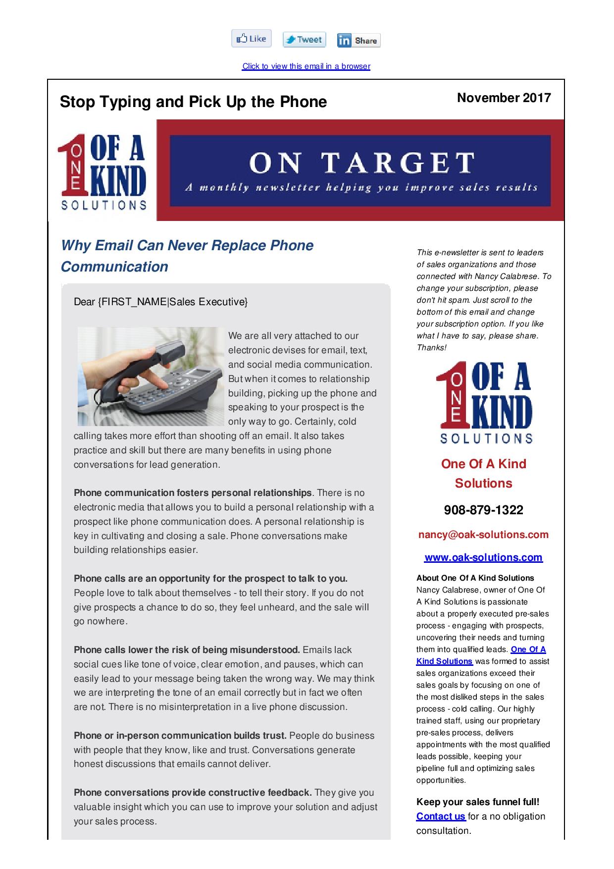 Lead generation company newsletter