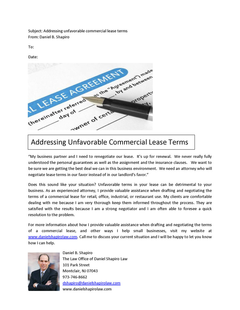 Monthly newsletter for attorney