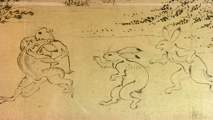 Uno de los antecedentes del manga, el Chojugiga, que representaba animales (Fuente: hiveminer.com)