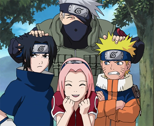 El equipo 7: Naruto, Sasuke, Sakura y su profesor Kakashi (Fuente: 3djuegos)