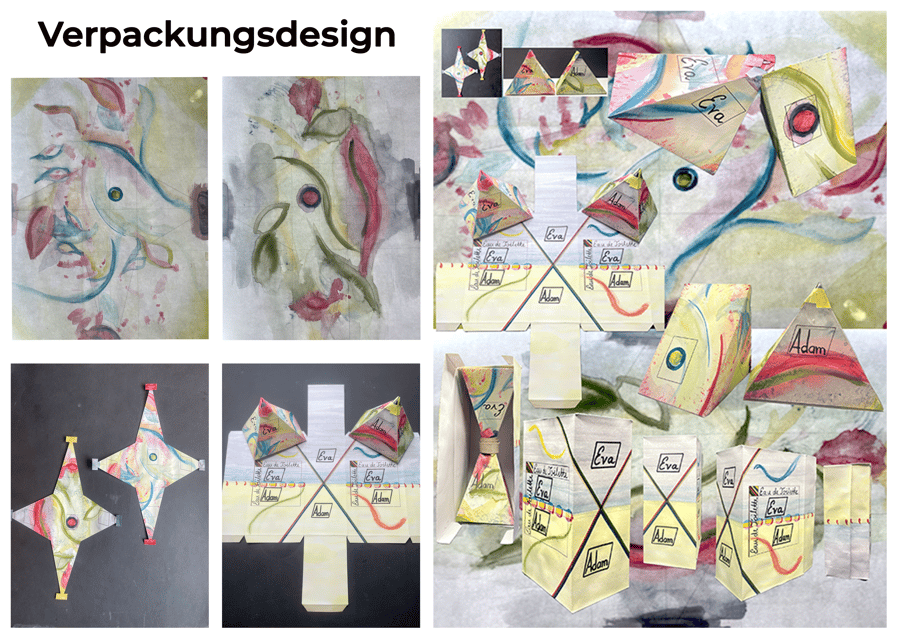 "Verpackung": Kartonage und Aquarell, © Ellen Habenicht, Bild eigene Quelle