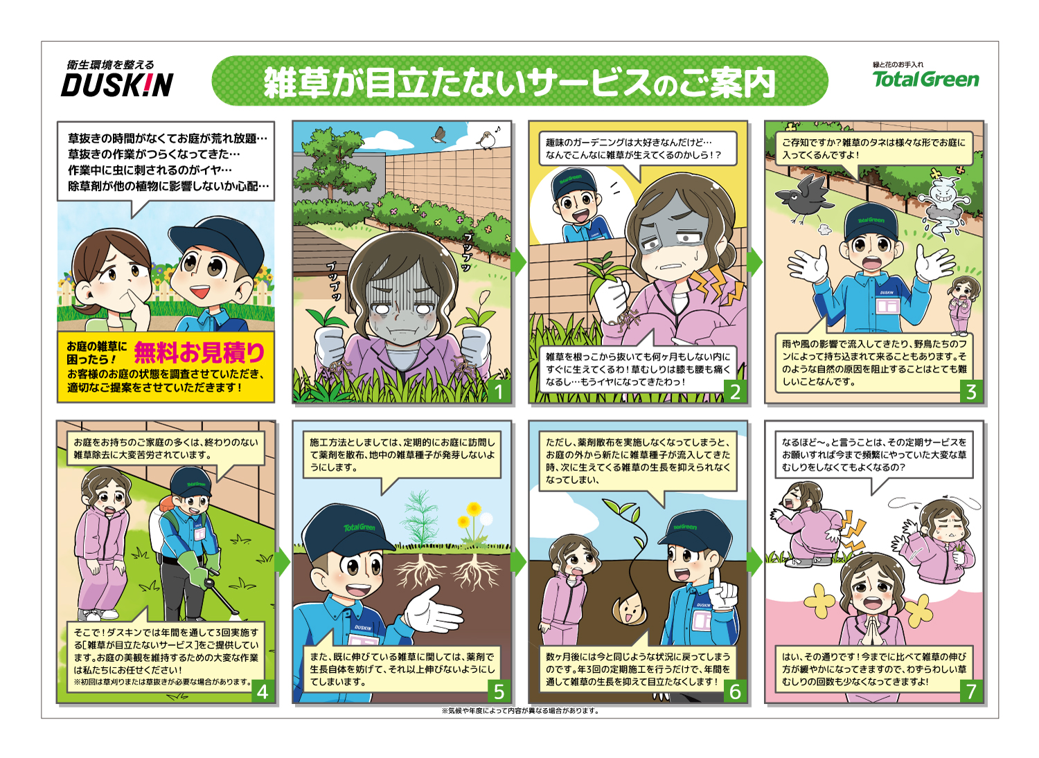 ダスキントータルグリーンの【雑草が目立たないサービス】