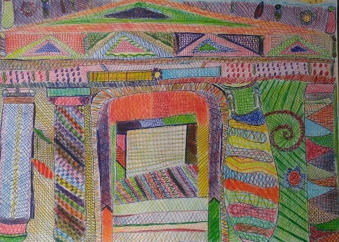 Gabriele Marchi-  1B- La casa pazza - Pastelli colorati e penna  - A/S2017-18