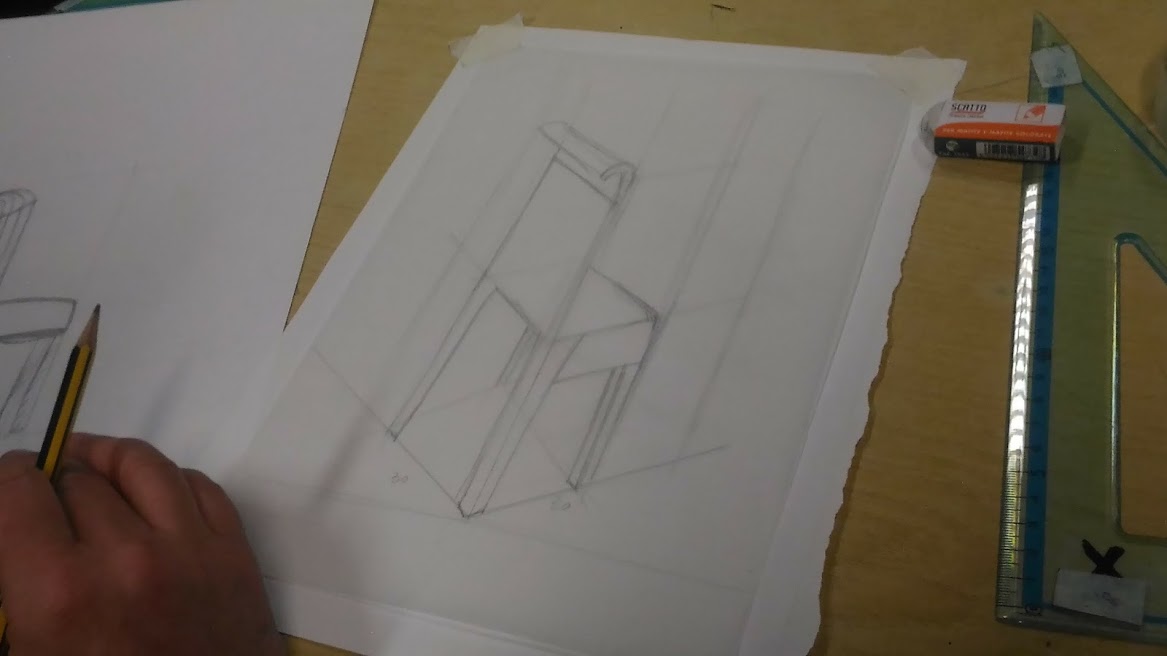 Disegno della sedia in assonoetria isometrica