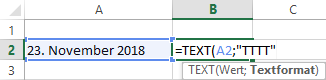 Excel: Text-Formel