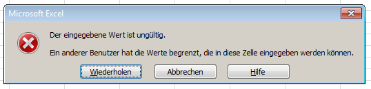 Excel: Drop-Down-Liste - Wert ungültig