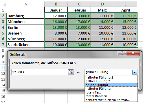 Excel 2013: Schnellanalyse - Live-Vorschau