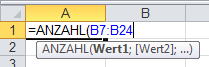 Excel-Formeln: ANZAHL
