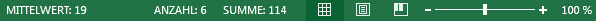 Excel Statusleiste