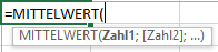 Excel-Formeln: MITTELWERT