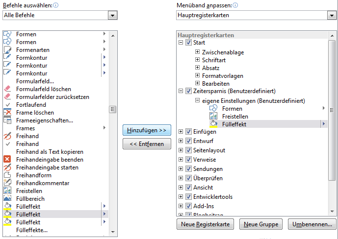Microsoft Office 2013: Eigene Registerkarten anlegen