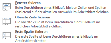 Excel 2013: Fenster fixieren