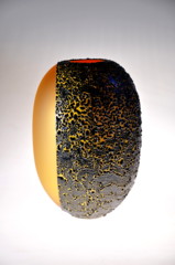 Mieke Groot, Studioglas, Vase, blownglass, verre soufflé, Emmaille, Unkat, Gefäß, Kunsthandwerk
