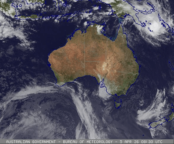 Animation showing tropical cyclone Maila developing near the Solomon Islands. Images from www.bom.gov.au. 06/04/2026.